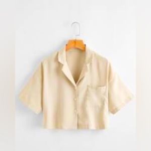 5 for/$25 Tan shein cropped short sleeve blouse